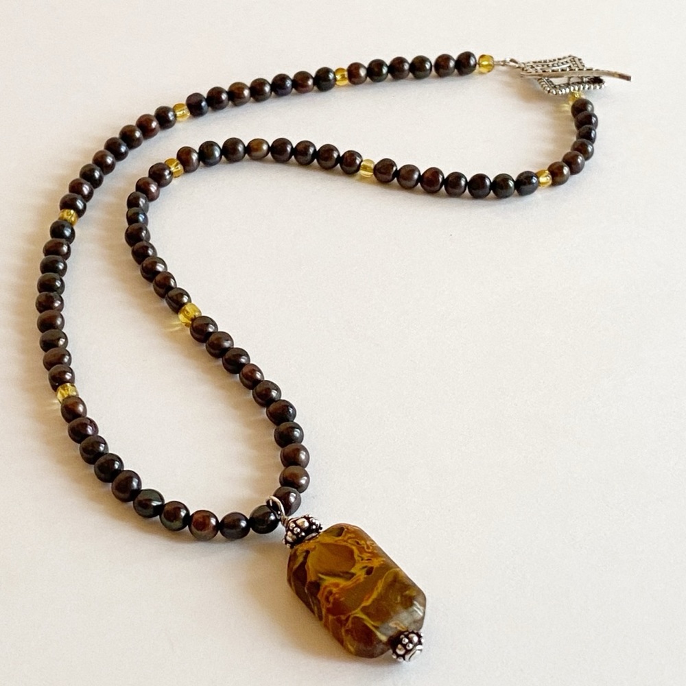Freshwater Pearl And Natural Stone Necklace
